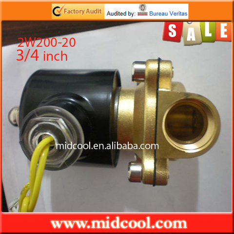 Válvula Solenoide de agua UD de 3/4 ''12 voltios 2 W Series, válvula de latón de 2 vías, válvulas de Gas de aceite, modelo 2W-200-20 ► Foto 1/1