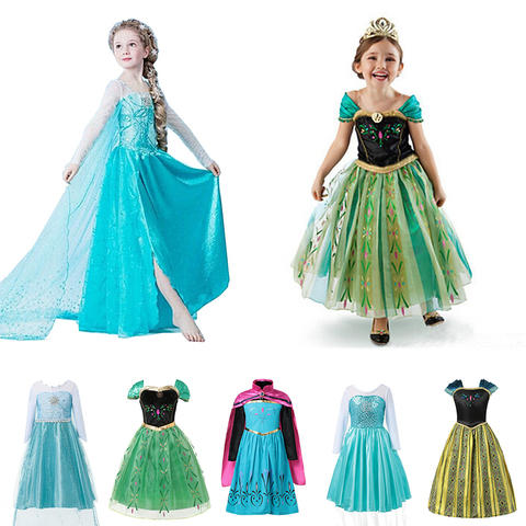 Vestido de princesa Anna Elza para niña, disfraz de reina de la nieve para niña, ropa para bebé, ropa para niños, vestido de fiesta de Halloween ► Foto 1/6