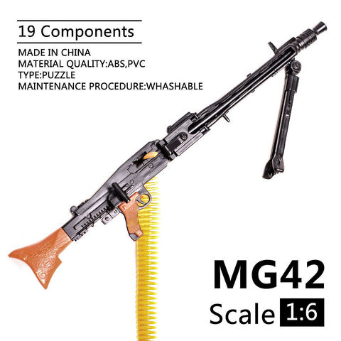 Modelo de pistola de juguete MG42 a escala 1/6, ensamblaje de rompecabezas, bloques de construcción, pistola de soldado, pistola, compatible con figura de acción de 12