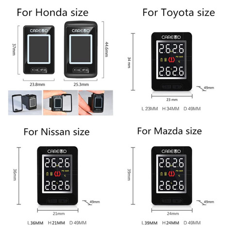 CAREUD-Monitor TPMS U912 para Nissan/Mazda/Toyota/Honda, sistema de supervisión de presión de neumáticos utilizado para Monitor de pérdida o rotura, sin sensores ► Foto 1/6