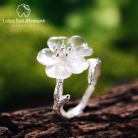 Lotus Fun Moment-Plata de Ley 925 auténtica de cristal Natural para mujer, joyería de moda, flor en el anillo de lluvia, anillos abiertos ► Foto 1/6