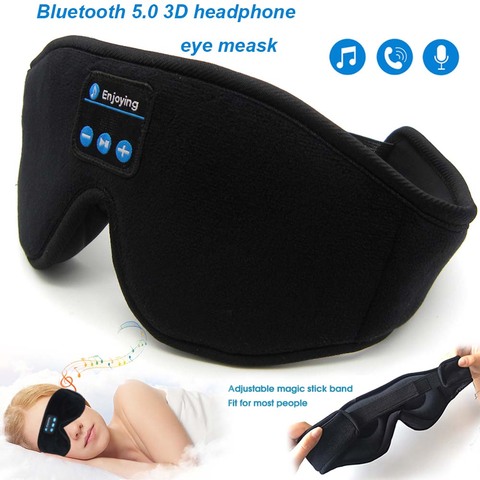 JINSERTA-auriculares inalámbricos con Bluetooth 5,0, estéreo, 3D, diadema con máscara para dormir, auriculares suaves, mascarilla para dormir, música ► Foto 1/6