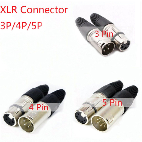 1pc macho y hembra 3-Pin, 4-Pin 5-Pin XLR micrófono enchufe de Cable de Audio conectores Cable tipo Cannon terminales ► Foto 1/6