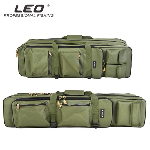 LEO-bolsa para caña de pescar de 3 capas, bolsa para pescar al aire libre, mochila para aparejos de pesca, estuche impermeable, 80cm/100cm ► Foto 1/6