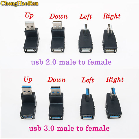 ChengHaoRan-conector de extensión para ordenador portátil, adaptador macho a hembra de ángulo de 90 grados, USB 2,0, Usb 3,0, 1 Uds. ► Foto 1/1