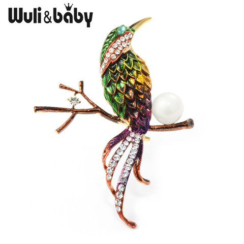Wuli & baby-broches de Pájaro verde para hombre y mujer, broche del Animal esmaltado, de Metal, regalos ► Foto 1/5