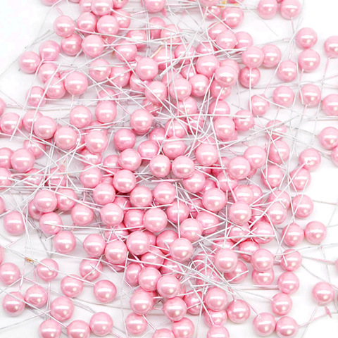 Estambres de flor Artificial para decoración de boda, 50 Uds., Perla de colores, cerezas pequeñas, caja de Pastel de Navidad, decoración de guirnalda ► Foto 1/6