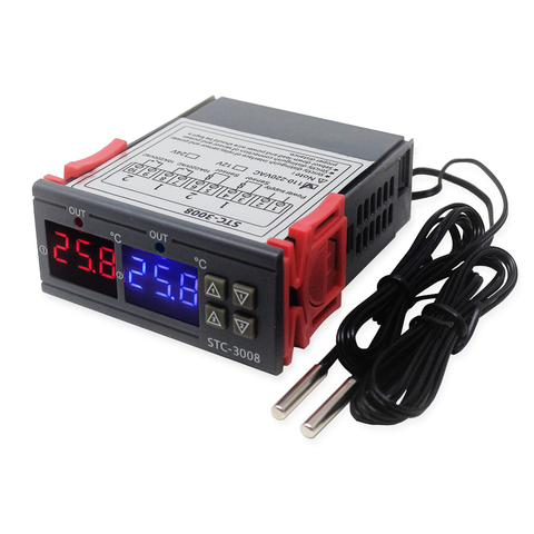STC-3008 termostato Digital de dos relé controlador de temperatura para incubadora termómetro interruptor de Control 10A 240V AC relé ► Foto 1/6