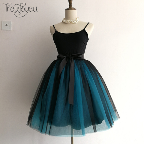 7 capas 60 cm larga falda princesa Tutu Tulle faldas de moda vestido de bola Lolita falda verano Saias Femininas faldas jupe ► Foto 1/6