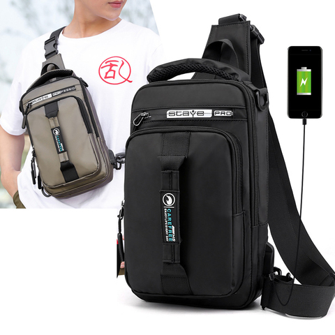 Mochila militar de nailon para hombre, bolso de pecho multifuncional con interfaz de carga USB, cruzado ► Foto 1/6