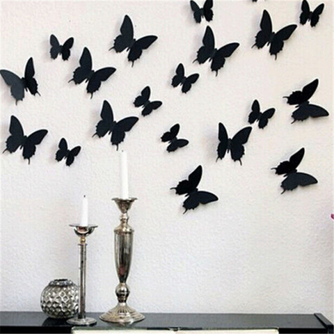 24 unids/lote PVC 3D DIY mariposa pegatinas de pared decoración para el hogar cartel para cocina adhesivo a decalques de pared Decoración ► Foto 1/6