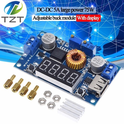 1 piezas 5A 75 W ajustable 5A CC/CV módulo de carga escalonada LED Driver USB voltímetro del amperímetro del regulador de voltaje ► Foto 1/6