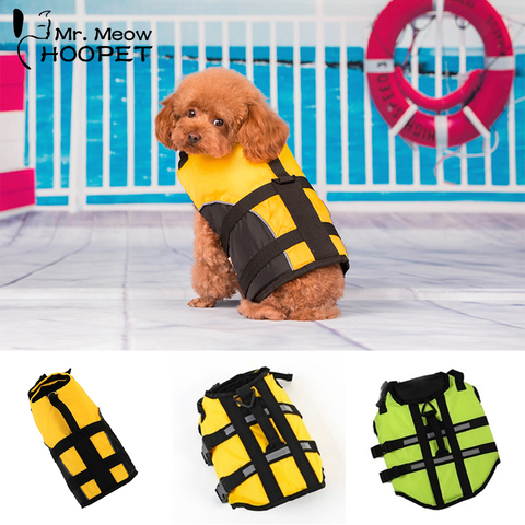 Hoopet-chaleco salvavidas para perros, ropa de seguridad para mascotas, Collar de chaleco salvavidas, protector de arnés, chaleco salvavidas para nadar, ropa de baño de verano, S-7XL ► Foto 1/6