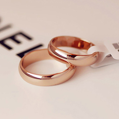 Anillo Simple al por mayor de 4mm de alta calidad a la moda anillo de oro rosa para hombre y mujer anillo ► Foto 1/6