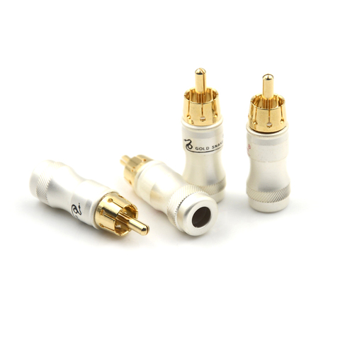 4 Uds de Audio macho conector de vídeo de oro adaptador para Cable DIY de serpiente de oro de RCA HIFI chapado en oro de Cable de Audio de enchufe RCA ► Foto 1/4