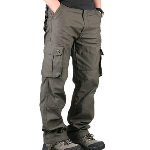 De los hombres pantalones de hombre Casual Multi bolsillos militares de gran tamaño 44 táctico pantalones hombres Outwear, Ejército pantalones largo pantalones ► Foto 1/6
