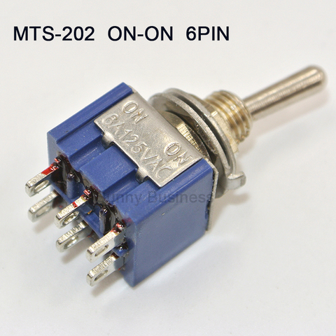 MTS-202 DPDT Switch 6A 125V AC 6-Pin ON-ON Mini conmutadores de conmutación 31*13*12mm para motores de luces de conmutación ► Foto 1/1
