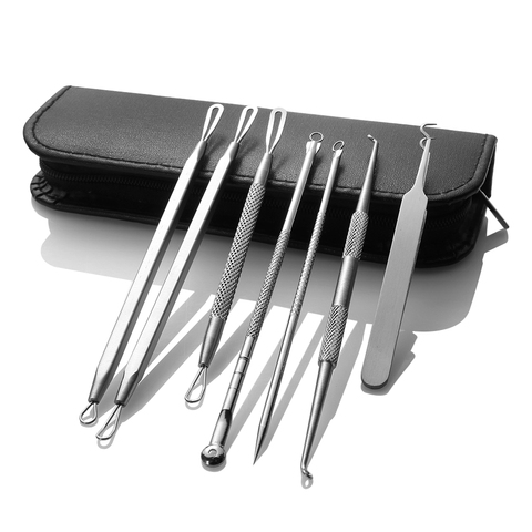 Kit de herramientas de removedor de espinillas de acero inoxidable de 8 piezas, herramienta de belleza extractora de espinillas de acné ► Foto 1/6
