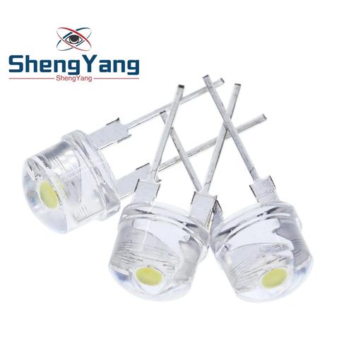 ShengYang 10 piezas nuevo F8 8mm 0,5 W 3,0-3,2 V sombrero de paja LED blanco Super brillante LED lámpara de gran angular transparente LED ► Foto 1/5