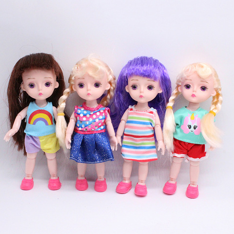 2022 moda 16cm Mini muñecas para niñas largas rectas rizadas pelo blanco rosado marrón desnudo figura femenina cuerpo muñeca juguetes regalos ► Foto 1/6