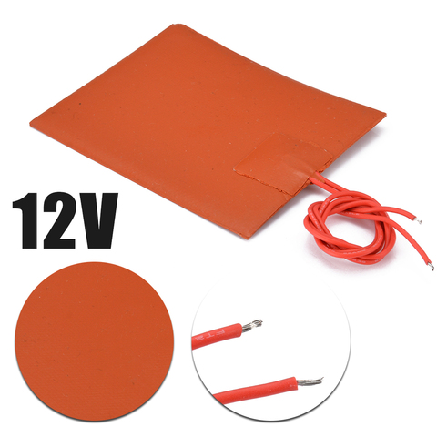 80x100mm 12V CC 20W silicona flexible impermeable almohadilla de cama calentador para impresora 3D cama de calor almohadilla eléctrica roja ► Foto 1/6