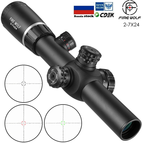Lobo de fuego 2-7X24 táctica alcance retícula óptico Rifle visores de caza 11mm 20mm soportes de caza Luz ► Foto 1/5