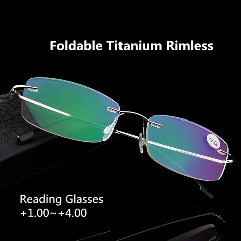 Gafas de lectura sin montura de aleación de foldabletitanio superelásticas para hombres y mujeres + 1,0 + 1,5 + 2,0 + 2,5 + + + 3,0 + 3,5 + 4 ► Foto 1/6