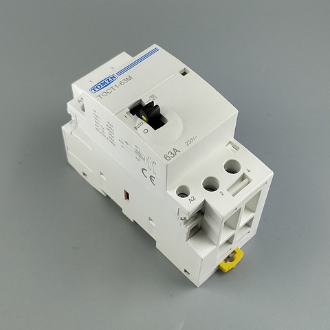 Contactor Modular TOCT1 2P 63A 220V/230V 50/60HZ para el hogar, contactor Modular con interruptor de Control Manual 2NO o 1NO 1NC o 2NC ► Foto 1/6