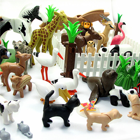 Original Playmobil Animales figuras de acción de juguete para los niños Playmobil Panda oso perro pescado mono caballo ciervos juguete de delfín ► Foto 1/6