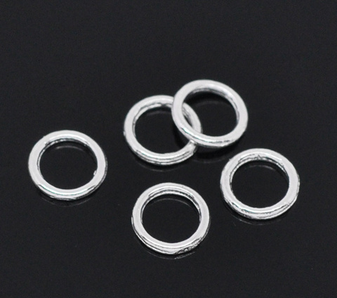DoreenBeads-anillos de salto de soldado cerrado de aleación de metal y Zinc, redondos chapados en plata de 6mm( 2/8 