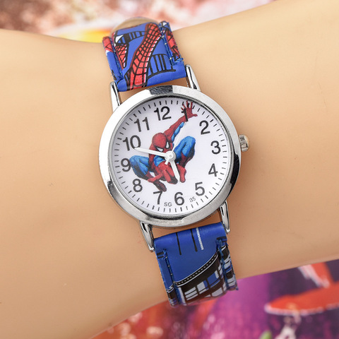 Reloj de SpiderMan para niños, reloj de dibujos animados, regalo de Navidad para niños, reloj de cuarzo de cuero ► Foto 1/6