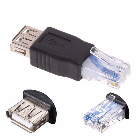 2 unids/lote USB tipo A hembra A RJ45 macho Ethernet LAN red enchufe para enrutador adaptador de enchufe ► Foto 1/1