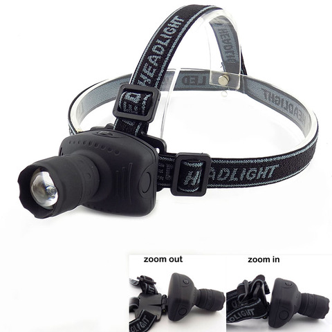 Linterna de cabeza LED con zoom, linterna frontal ajustable de alto brillo, 3 modos de luz, batería AAA ► Foto 1/6