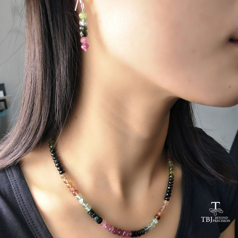 TBJ... 100% Natural color sofisticado de piedras preciosas de turmalina neacklazo con broche de plata 925 de lujo de gran tamaño collar con caja ► Foto 1/1
