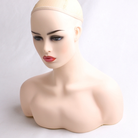Nuevo 1PC mujer realista cabeza de maniquí joyas de PVC y exhibición de molde de PVC soporte Torson peluca ► Foto 1/1