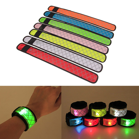 De Nylon deportes bofetada luminosa de la correa de muñeca banda pulsera luminosa Flash pulsera brazalete resplandeciente para los niños de los niños ► Foto 1/6