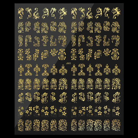 108 Uds./hoja de Metal dorado/plateado con encaje floral 3D para uñas, 6 colores, adhesivos en bronce, calcomanía DIY para uñas (18,40 cm x 21,40 cm) ► Foto 1/6