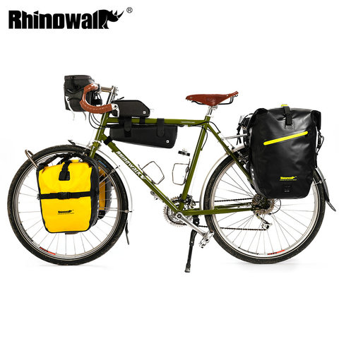 Rhinowalk-Bolsa de bicicleta de viaje larga, gran capacidad, resistente al agua, bolsas de viaje para equipaje de bicicleta, bolsa de manillar, bolsa de cuadro frontal ► Foto 1/6