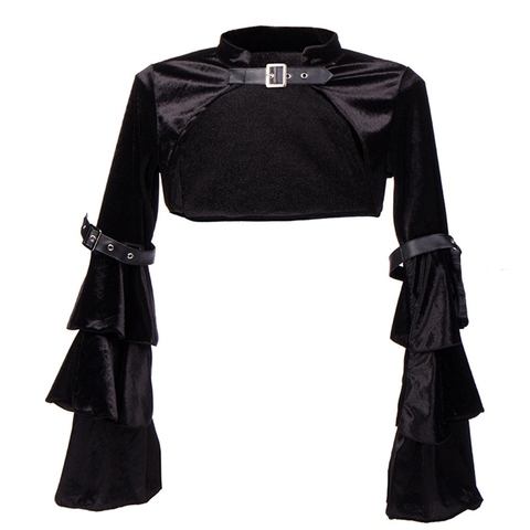 Chaqueta de corsé victoriano Steampunk para mujer, Mini abrigo Medieval gótico Retro negro Shrug Bolero de manga larga ► Foto 1/1