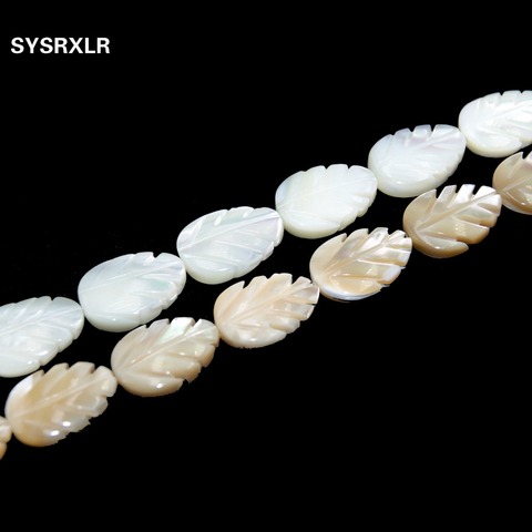 2 colores forma de hoja Natural Trochus Top Shell piedra cuentas blancas para hacer joyería DIY pulsera collar 10*14 MM Strand 15'' ► Foto 1/6