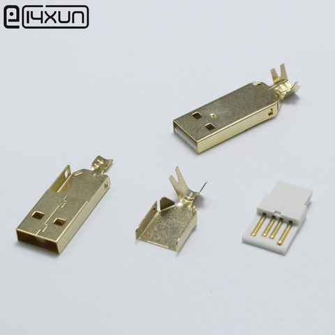 5 Juegos USB 2,0 Tipo de soldadura tipo macho chapado en oro o chapados en níquel conectores usb-una cola hembra 3 en 1 DIY adaptador ► Foto 1/6