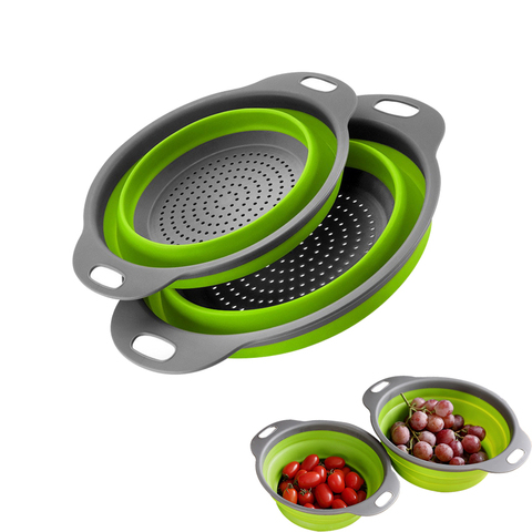 Colador de silicona plegable para cocina, cesta para lavar frutas y verduras, escurreplatos de canasta, herramienta de cocina ► Foto 1/6