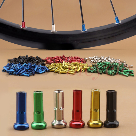 50 piezas MTB bicicleta con tapas de 14mm de hierro de Ciclismo de plata de cobre radios tapa bicicleta pezones en colorido accesorios ► Foto 1/6
