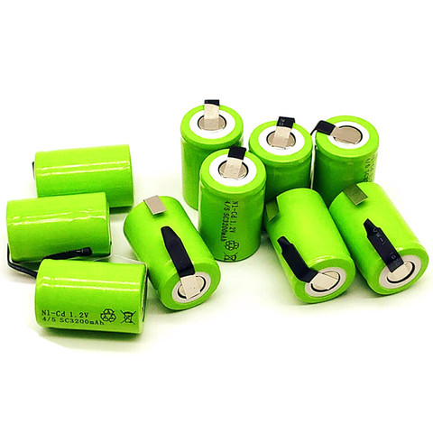 20 piezas-batería recargable de 1,2 V, 4/5SC, 3200mAh, 4/5 SC, celda Sub C ni-cd con lengüetas de soldadura para destornillador de taladro eléctrico ► Foto 1/5
