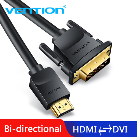 Vention Cable HDMI a DVI 1m 2m 3m 5m DVI-D 24 + 1 Pin soporte 1080P 3D Cable HDMI de alta velocidad para LCD DVD HDTV XBOX proyector PS3 ► Foto 1/6