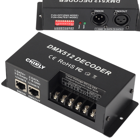 Regulador de intensidad de 3 CANALES, 30A, RGB, DMX, 512, controlador decodificador LED, DMX, para DC12-24V, RGB ► Foto 1/3