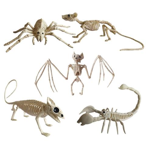 Decoración de Halloween Animal esqueleto hueso utilería fiesta Creepy Spider Bat Mouse Scorpion lagartija huesos adornos Halloween Horror ► Foto 1/6