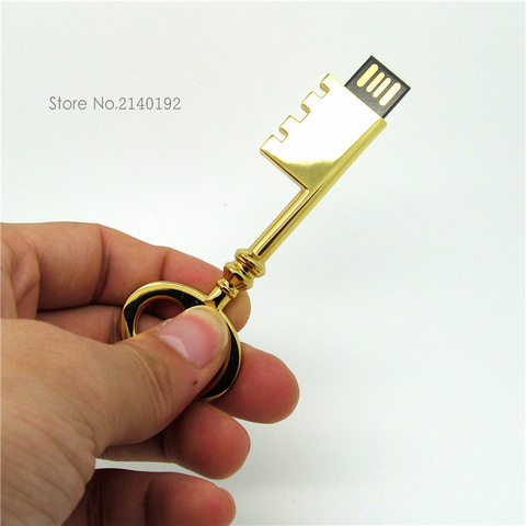 De metal de alta calidad llave de pen drive usb Flash Drive memoria USB 2,0 PenDrive 4GB 16GB 8GB 100% la capacidad real de plata y oro ► Foto 1/6