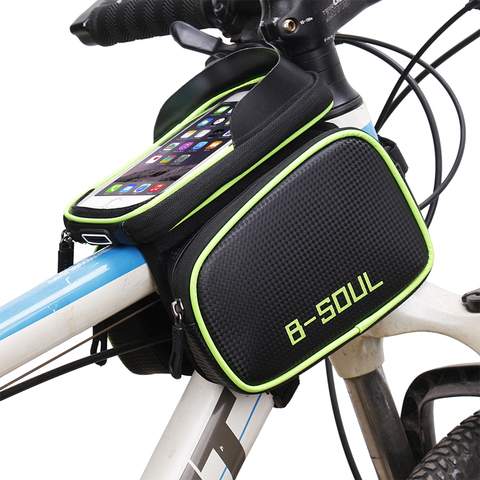 B-SOUL ciclismo bicicleta marco frontal bolsa tubo Pannier doble bolsa para 2017 6,2 pulgadas teléfono móvil accesorios de bicicleta bolsa de montar 5,5 nuevo ► Foto 1/6
