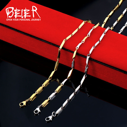 BEIER-venta al por mayor de semillas de acero inoxidable para hombre y mujer, joyería barata para hombre y mujer, cadena fresca de acero/collar de oro BN1024 ► Foto 1/6